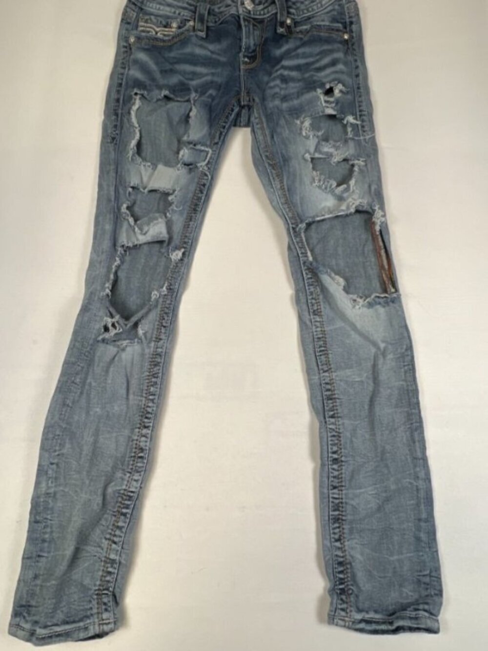 Rock Revival Womens Jeans Size 27 Skinny Distressed Embellished Pockets
